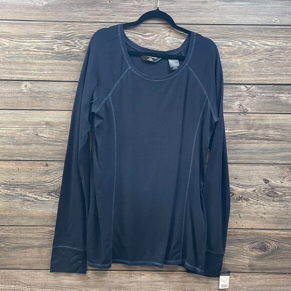 norma kamali Navy Waffle Knit LS 100% Cotton Top SZ XXL C101707 - Picture 1 of 8